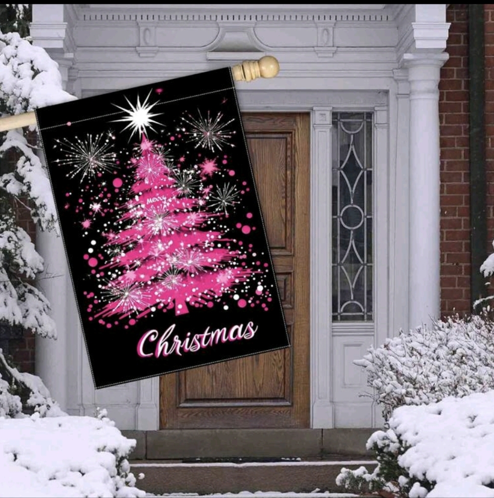 28 x 40 Pink Christmas Tree Holiday Flag